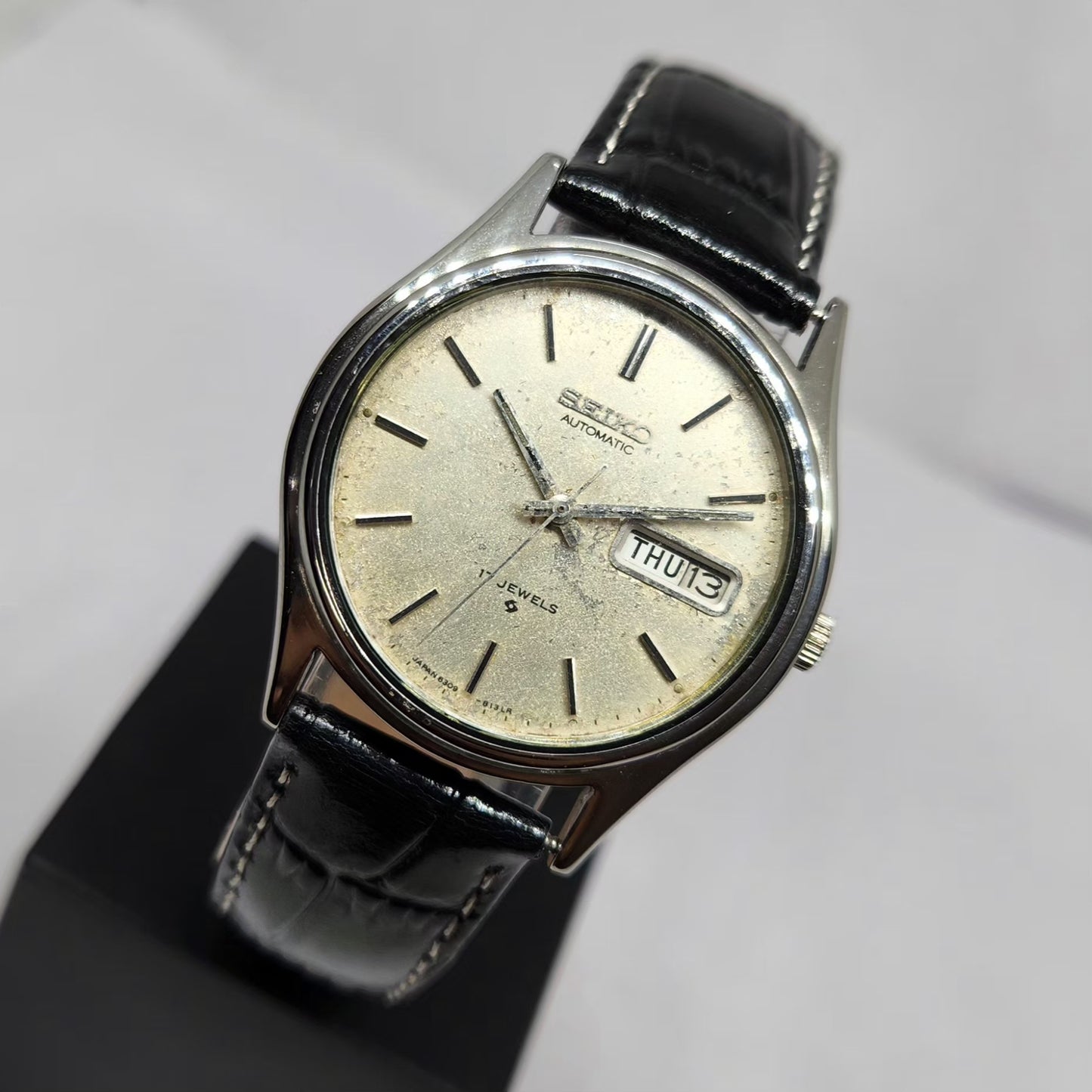 Vintage 1982 Original Seiko 5 Automatic 6349-5030 Silver Face 23 Jewels Day-Date Japanese Men's Wrist Watch OG362