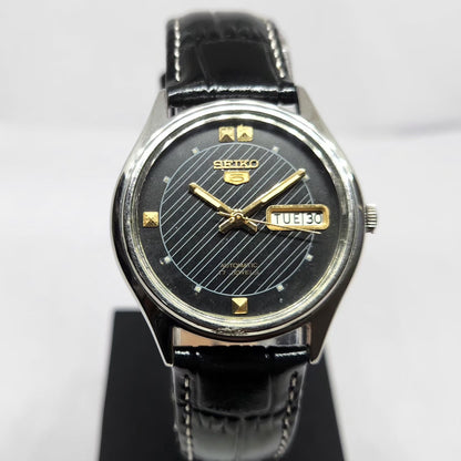 Vintage 1999 Original Seiko 5 Automatic 6309-5270 Black Face 17 Jewels Day-Date Japanese Men's Wrist Watch OG363