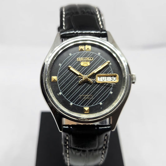 Vintage 1999 Original Seiko 5 Automatic 6309-5270 Black Face 17 Jewels Day-Date Japanese Men's Wrist Watch OG363
