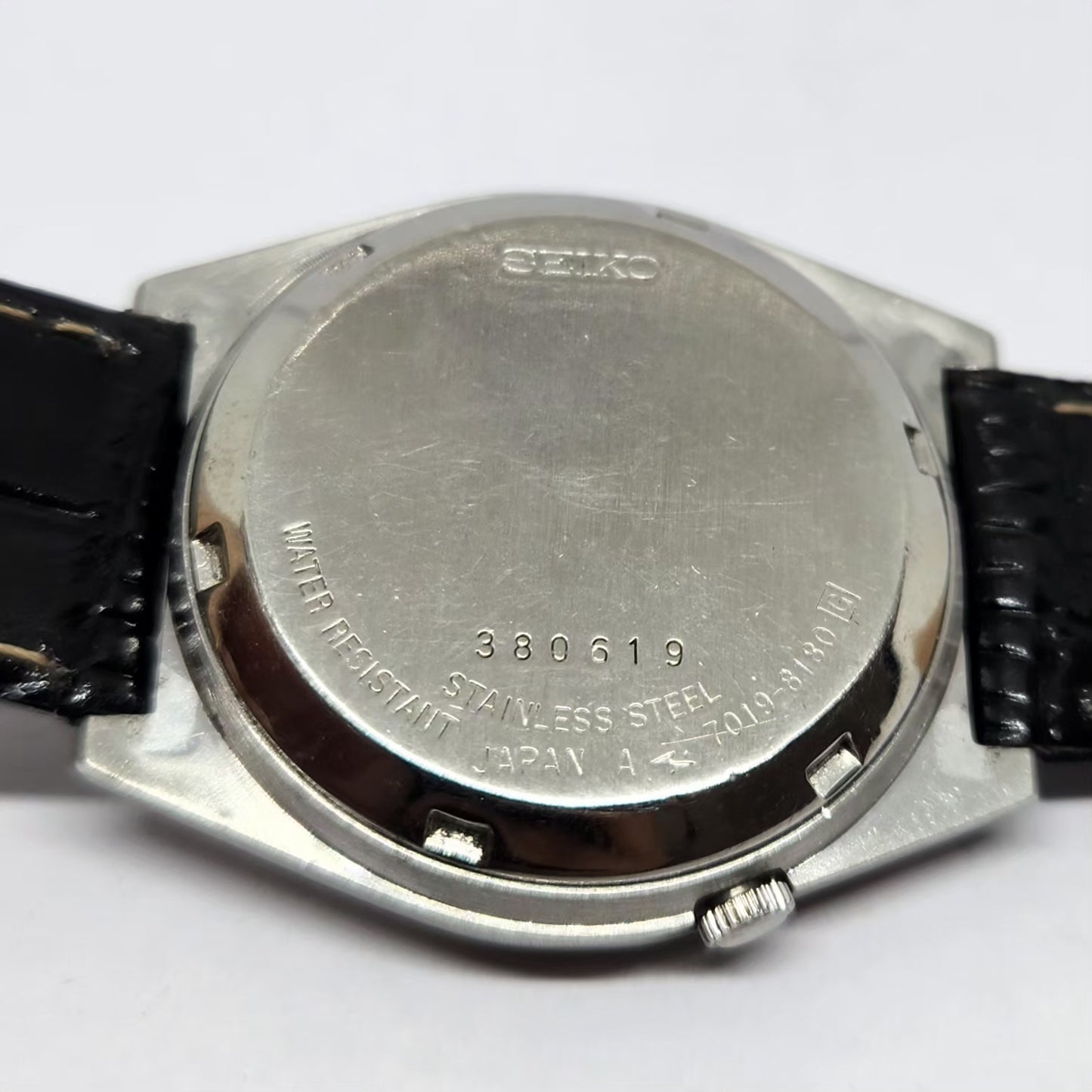 Vintage 1973 Original Seiko 5 Automatic 7019-8180 Black Face 21 Jewels Day-Date Japanese Men's Wrist Watch OG364