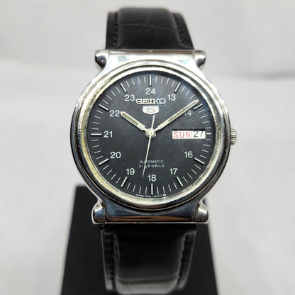 Vintage 1984 Original Seiko 5 Automatic 6319-7040 Black Face 21 Jewels Day-Date Japanese Men's Wrist Watch OG366