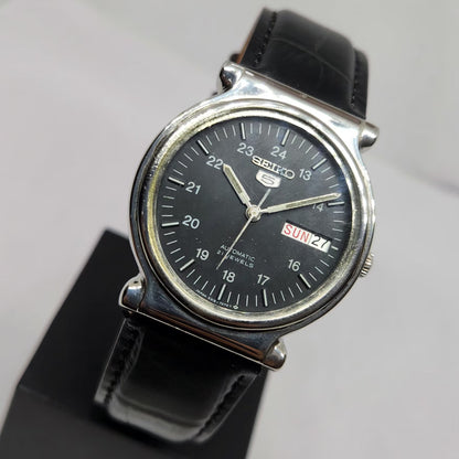 Vintage 1984 Original Seiko 5 Automatic 6319-7040 Black Face 21 Jewels Day-Date Japanese Men's Wrist Watch OG366