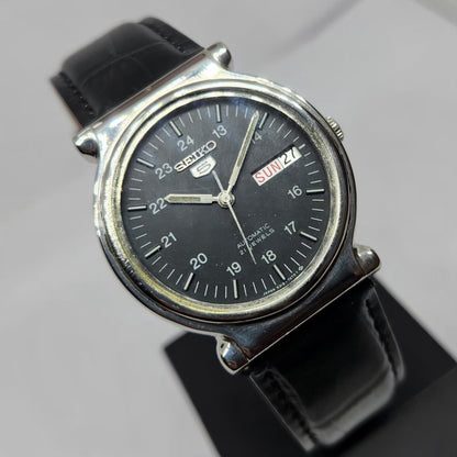 Vintage 1984 Original Seiko 5 Automatic 6319-7040 Black Face 21 Jewels Day-Date Japanese Men's Wrist Watch OG366