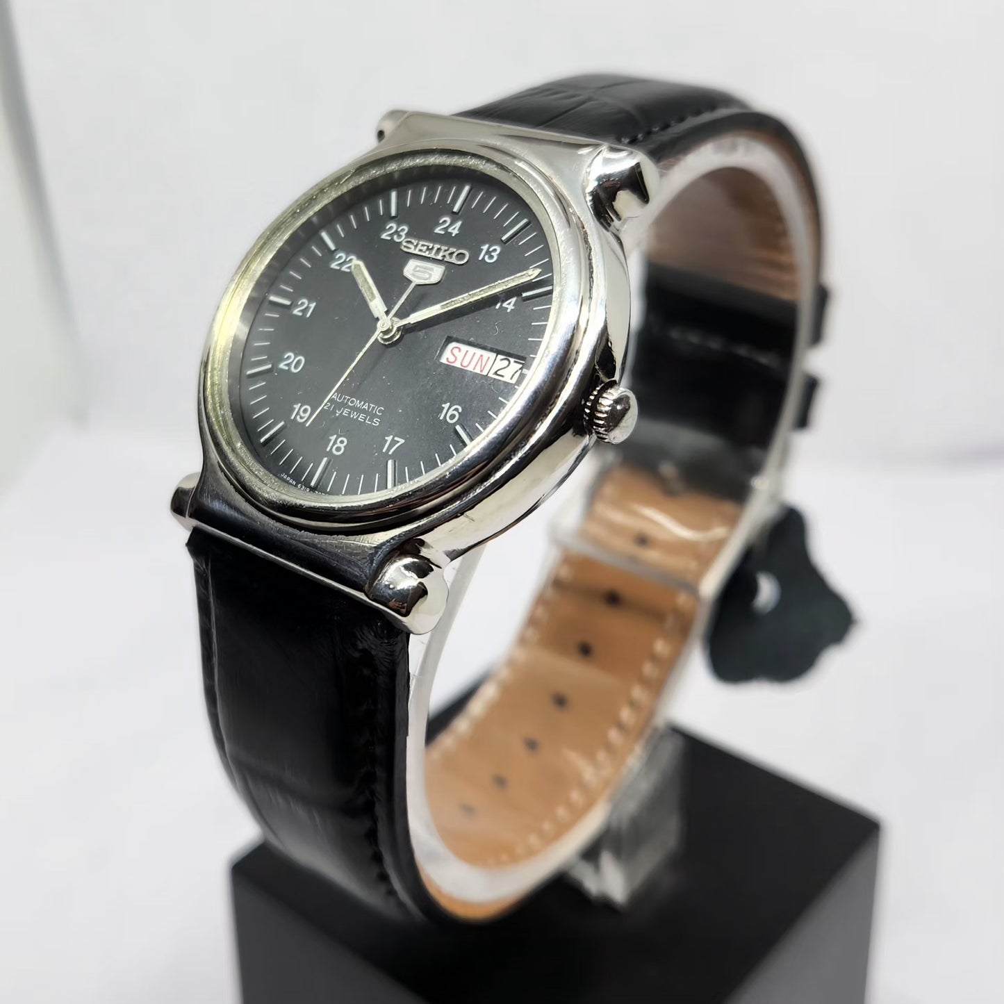 Vintage 1984 Original Seiko 5 Automatic 6319-7040 Black Face 21 Jewels Day-Date Japanese Men's Wrist Watch OG366