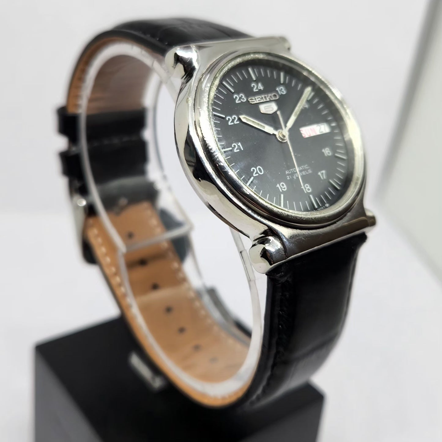 Vintage 1984 Original Seiko 5 Automatic 6319-7040 Black Face 21 Jewels Day-Date Japanese Men's Wrist Watch OG366