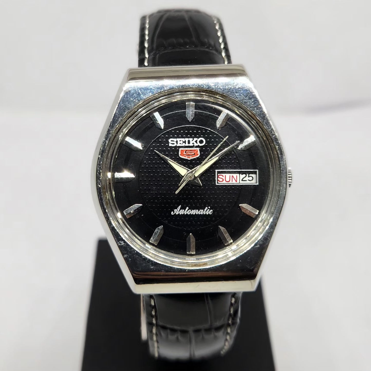Vintage 1982 Original Seiko 5 Automatic 6309-7270 Black Face 17 Jewels Day-Date Japanese Men's Wrist Watch OG367