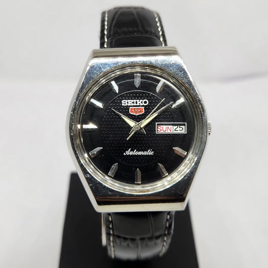 Vintage 1982 Original Seiko 5 Automatic 6309-7270 Black Face 17 Jewels Day-Date Japanese Men's Wrist Watch OG367