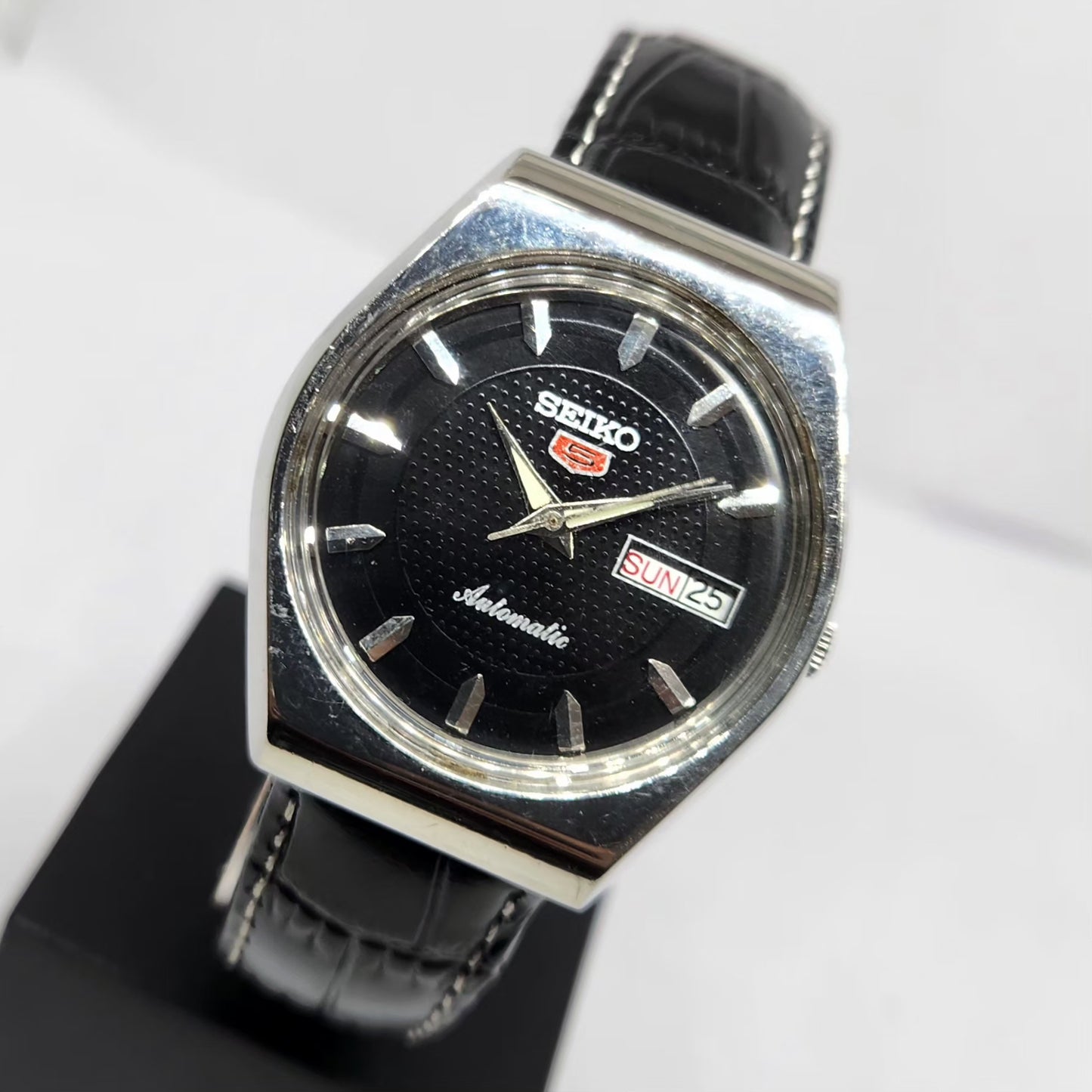 Vintage 1982 Original Seiko 5 Automatic 6309-7270 Black Face 17 Jewels Day-Date Japanese Men's Wrist Watch OG367