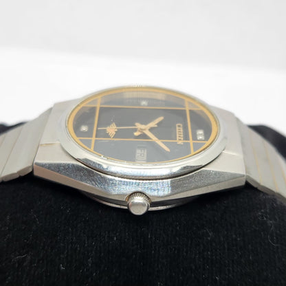Vintage 1980 Original Citizen Automatic 8200 Black Face 36MM Case Day-Date Japanese Men's Wrist Watch CT01