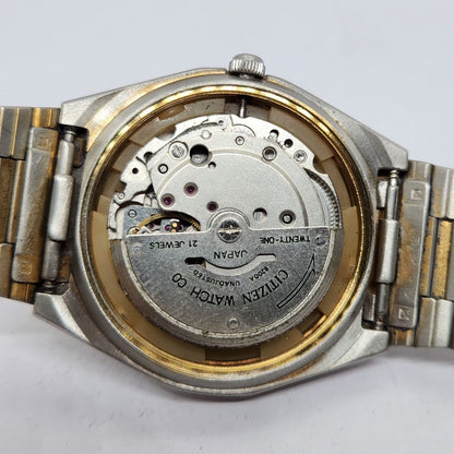 Vintage 1980 Original Citizen Automatic 8200 Black Face 36MM Case Day-Date Japanese Men's Wrist Watch CT01