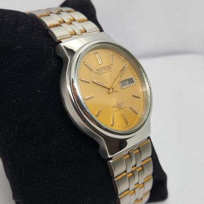 Vintage 1981 Original Citizen Automatic 8200 Gold Face 35MM Case Day-Date Japanese Men's Wrist Watch CT03