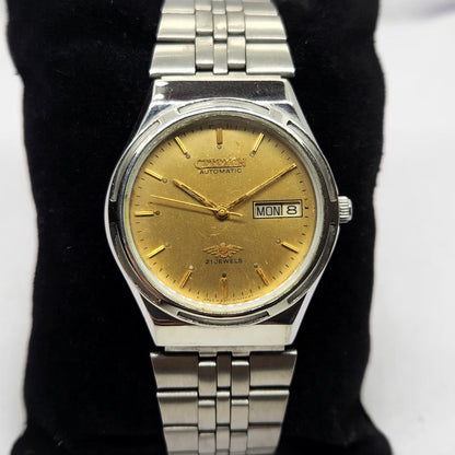 Vintage 1982 Original Citizen Automatic 8200 Gold Face 35MM Day-Date Japanese Men's Wrist Watch CT04