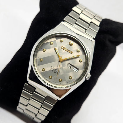 Vintage 1977 Original Citizen Automatic 8200 Grey Face 36MM Case Day-Date Japanese Men's Wrist Watch CT08