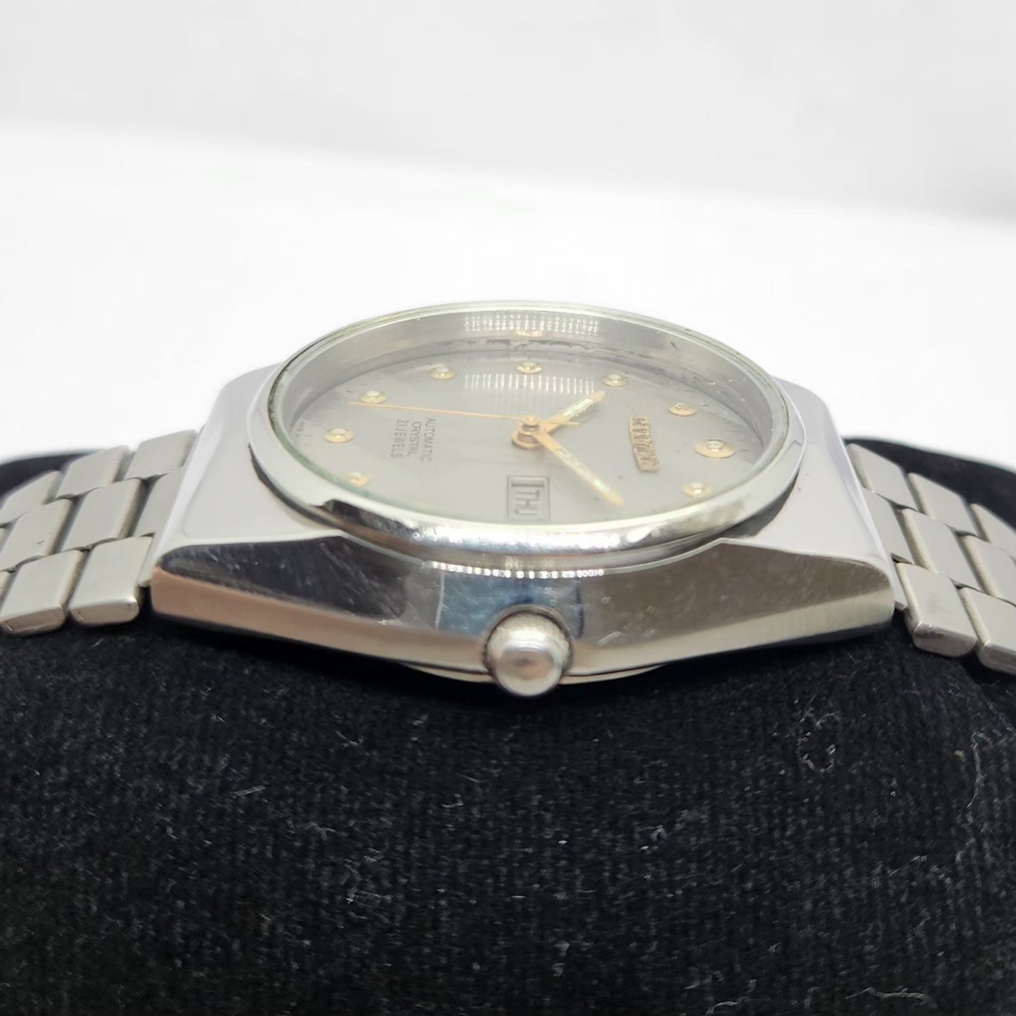 Vintage 1977 Original Citizen Automatic 8200 Grey Face 36MM Case Day-Date Japanese Men's Wrist Watch CT08