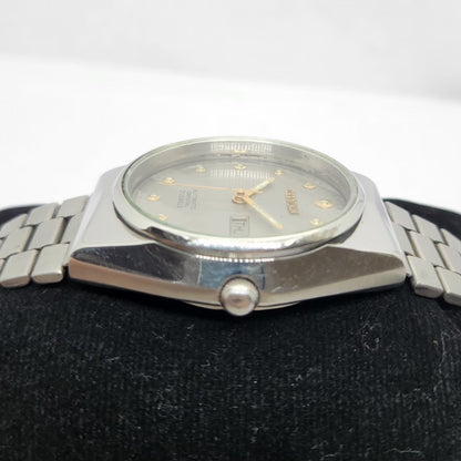 Vintage 1977 Original Citizen Automatic 8200 Grey Face 36MM Case Day-Date Japanese Men's Wrist Watch CT08