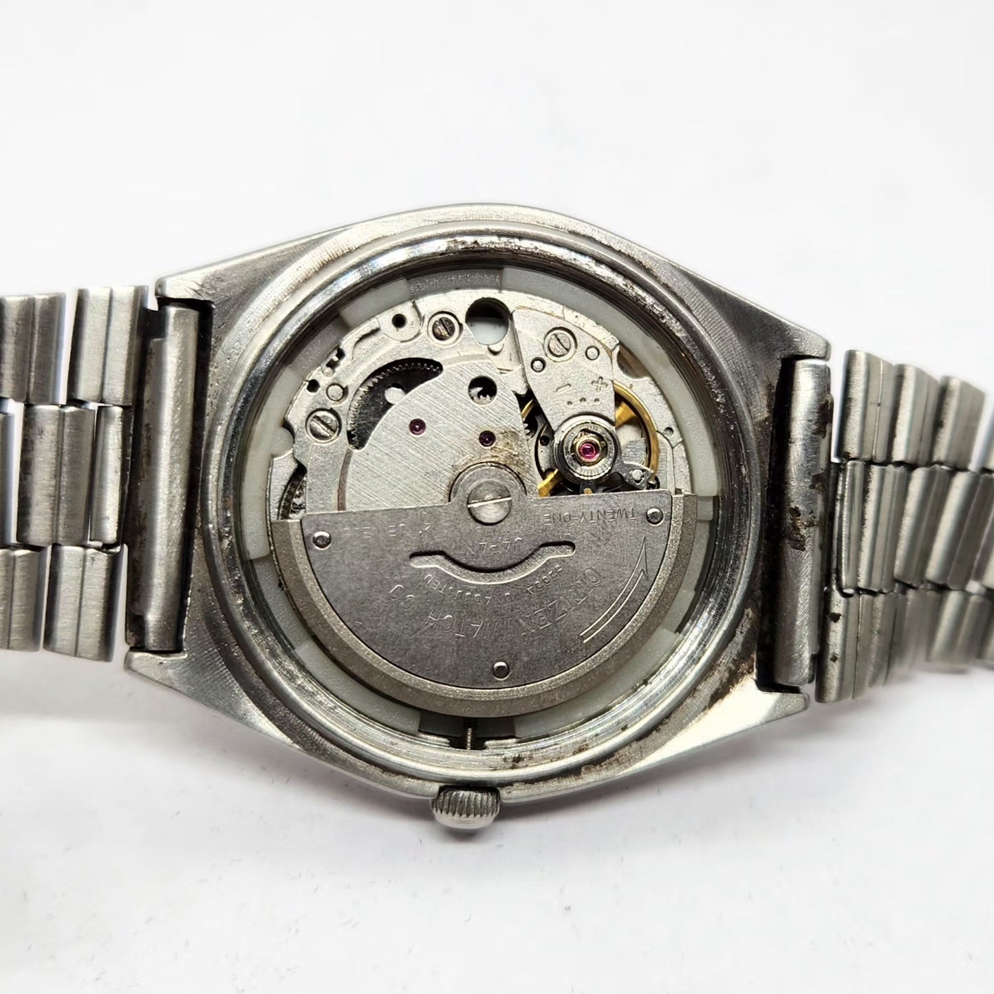 Vintage 1977 Original Citizen Automatic 8200 Grey Face 36MM Case Day-Date Japanese Men's Wrist Watch CT08
