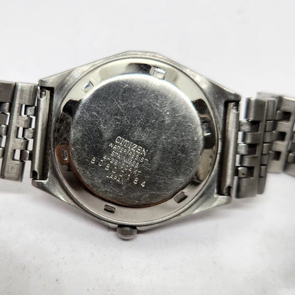 Vintage 1978 Original Citizen Automatic 8200 Silver Face 35MM Case Day-Date Japanese Men's Wrist Watch CT12