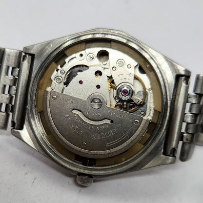 Vintage 1978 Original Citizen Automatic 8200 Silver Face 35MM Case Day-Date Japanese Men's Wrist Watch CT12