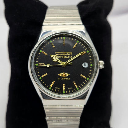 Vintage 1981 Citizen Automatic 8200 Black Face 35MM Case Date New Dial Men's Wrist Watch CT15
