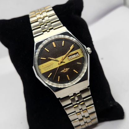 Vintage 1977 Original Citizen Automatic 8200 Brown Face 35MM Day-Date Japanese Men's Wrist Watch CT16