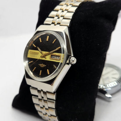 Vintage 1977 Original Citizen Automatic 8200 Brown Face 35MM Day-Date Japanese Men's Wrist Watch CT16