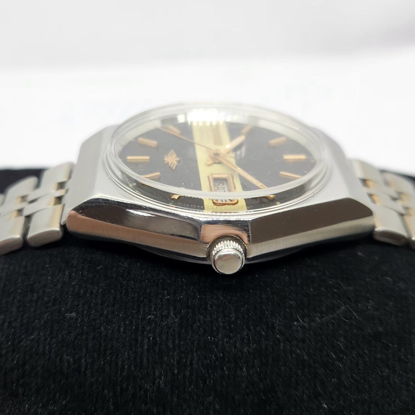 Vintage 1977 Original Citizen Automatic 8200 Brown Face 35MM Day-Date Japanese Men's Wrist Watch CT16
