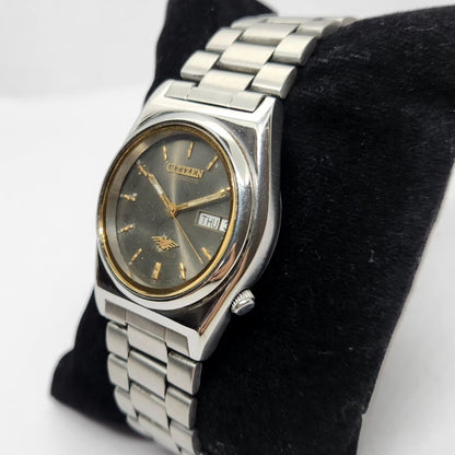 Vintage 1980 Original Citizen Automatic 8200 Grey Face 32MM Case Day-Date Japanese Men's Wrist Watch CT20