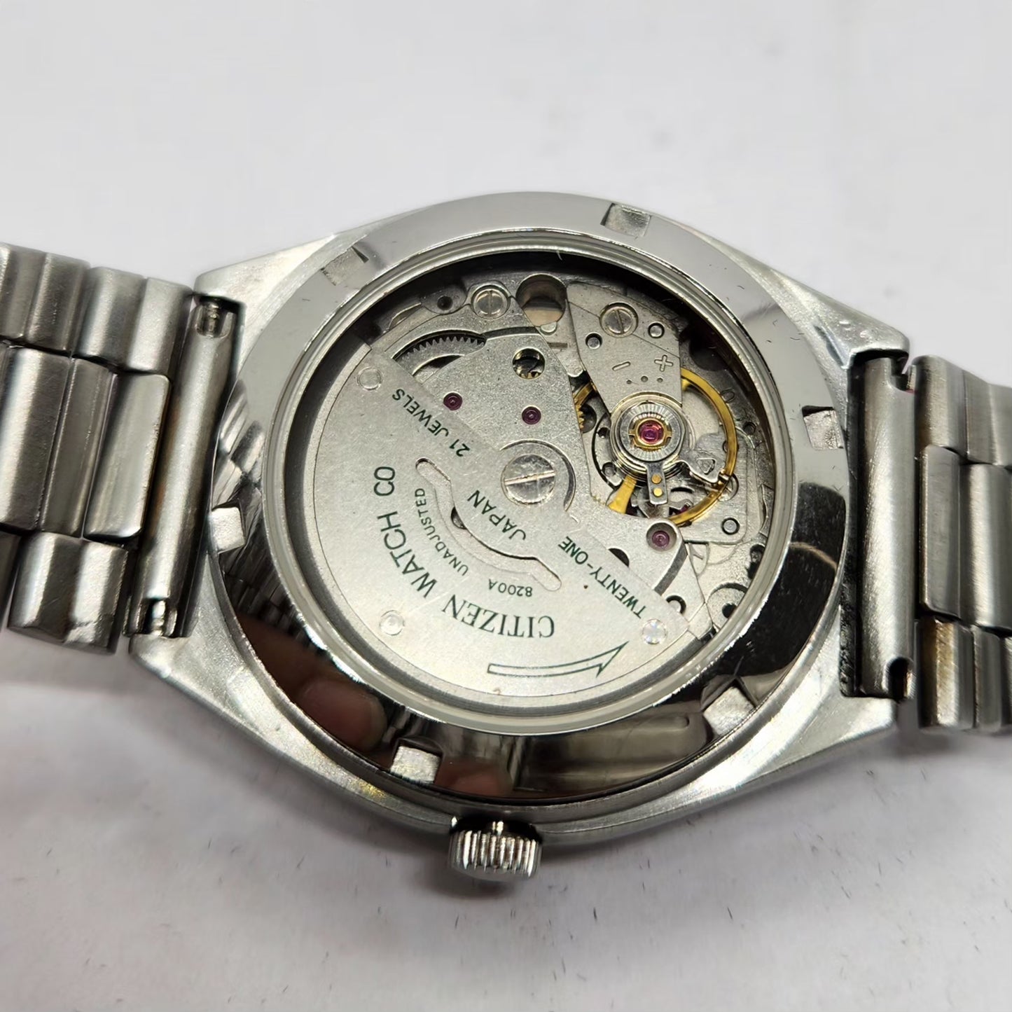 Vintage 1980 Original Citizen Automatic 8200 Blue Face 34MM Case Day-Date Japanese Men's Wrist Watch CT21
