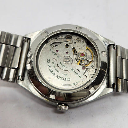 Vintage 1980 Original Citizen Automatic 8200 Blue Face 34MM Case Day-Date Japanese Men's Wrist Watch CT21