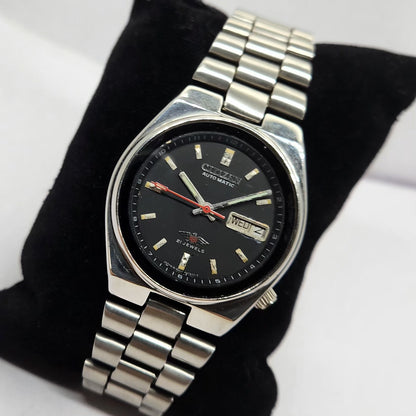 Vintage 1977 Original Citizen Automatic 8200 Black Face 35MM Case Day-Date Japanese Men's Wrist Watch CT22