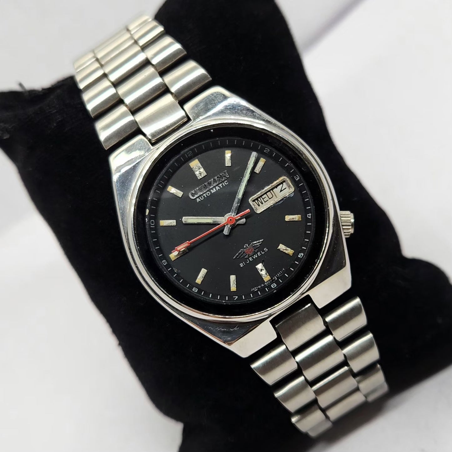 Vintage 1977 Original Citizen Automatic 8200 Black Face 35MM Case Day-Date Japanese Men's Wrist Watch CT22