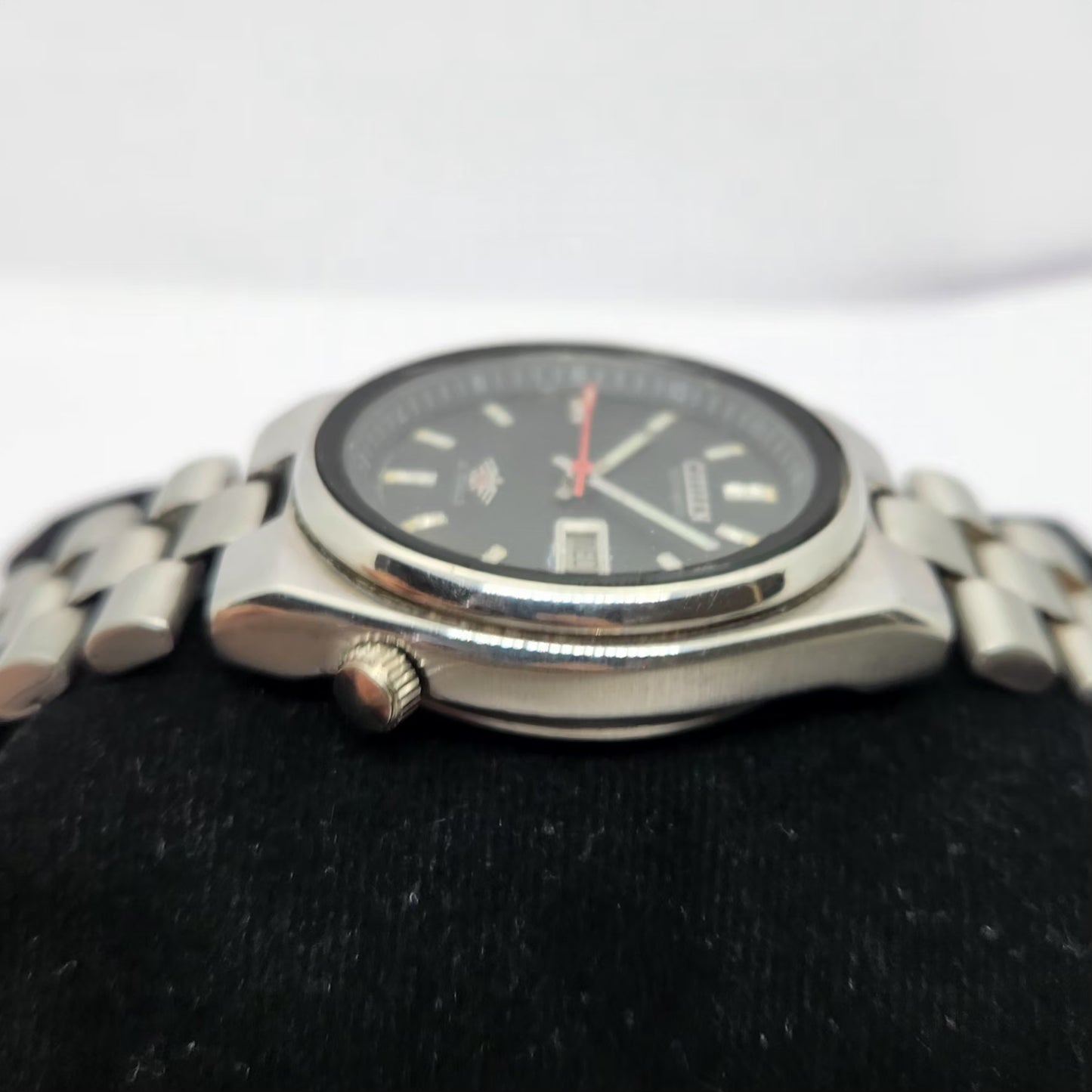 Vintage 1977 Original Citizen Automatic 8200 Black Face 35MM Case Day-Date Japanese Men's Wrist Watch CT22