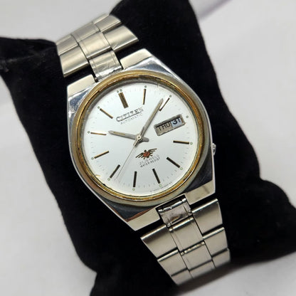 Vintage 1980 Original Citizen Automatic 8200 White Face 35MM case Day-Date Japanese Men's Wrist Watch CT23