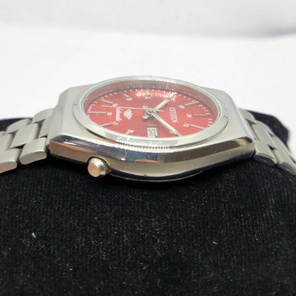 Vintage 1982 Citizen Automatic 8200 Red Face 35MM Case Day-Date New Dial Men's Wrist Watch CT24