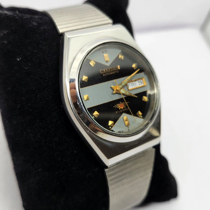 Vintage 1974 Original Citizen Automatic 8200 Black Face 33MM case Day-Date Japanese Men's Wrist Watch CT25