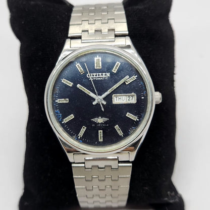 Vintage 1981 Original Citizen Automatic 8200 Black Face 34MM Case Day-Date Japanese Men's Wrist Watch CT26