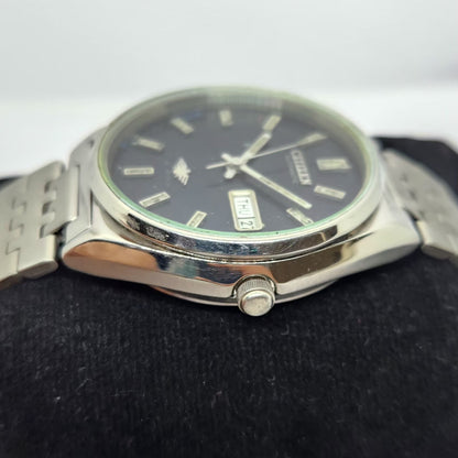 Vintage 1981 Original Citizen Automatic 8200 Black Face 34MM Case Day-Date Japanese Men's Wrist Watch CT26