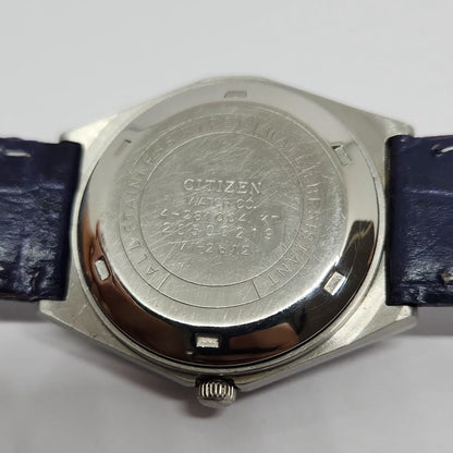 Vintage 1982 Original Citizen Automatic 8200 Blue Face 35MM Case Day-Date Japanese Men's Wrist Watch CT27