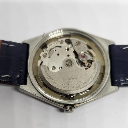 Vintage 1982 Original Citizen Automatic 8200 Blue Face 35MM Case Day-Date Japanese Men's Wrist Watch CT27