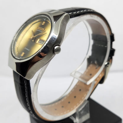 Vintage 1981 Original Citizen Automatic 8200 Gold Face 36MM Case Day-Date Japanese Men's Wrist Watch CT29