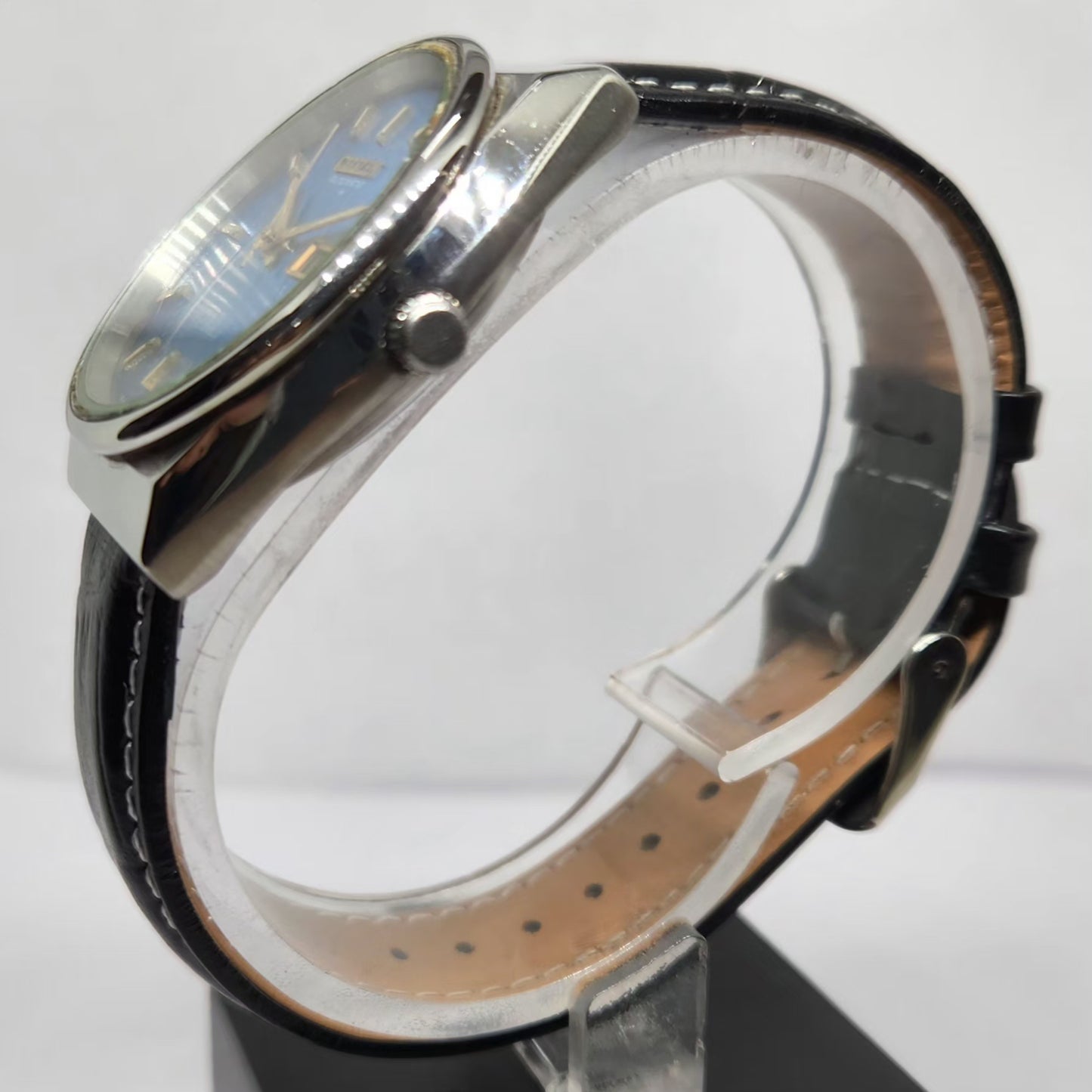 Vintage 1981 Original Citizen Automatic 8200 Blue Face 36MM Case Day-Date Japanese Men's Wrist Watch CT30