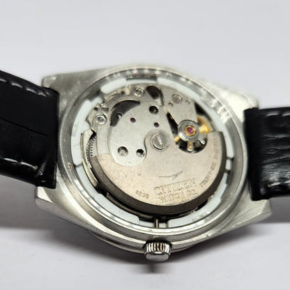 Vintage 1981 Original Citizen Automatic 8200 Blue Face 36MM Case Day-Date Japanese Men's Wrist Watch CT30