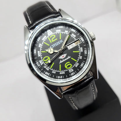 Vintage Mod Citizen 8200 Automatic 21 Jewels Black Face 36MM Case  Day-Date Men's Wrist Watch CT31