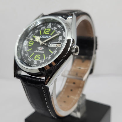 Vintage Mod Citizen 8200 Automatic 21 Jewels Black Face 36MM Case  Day-Date Men's Wrist Watch CT31