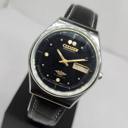 Vintage 1980 Original Citizen Automatic 8200 Black Face 36MM Case Day-Date Japanese Men's Wrist Watch CT32