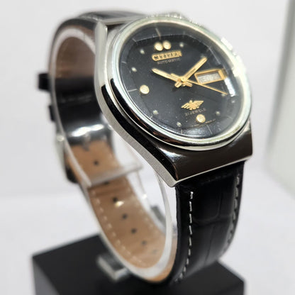 Vintage 1980 Original Citizen Automatic 8200 Black Face 36MM Case Day-Date Japanese Men's Wrist Watch CT32