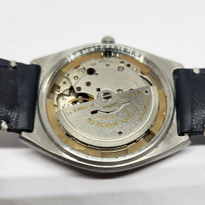 Vintage 1975 Original Citizen Automatic 8200 Blue Face 35MM Case Day-Date Japanese Men's Wrist Watch CT34