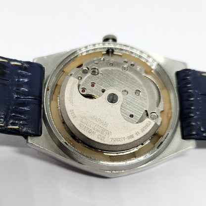 Vintage 1982 Original Citizen Automatic 8200 Blue Face 35MM Case Day-Date Japanese Men's Wrist Watch CT35