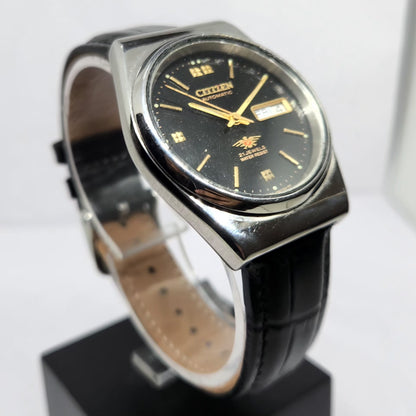 Vintage 1980 Original Citizen Automatic 8200 Black Face 36MM Case Day-Date Japanese Men's Wrist Watch CT43