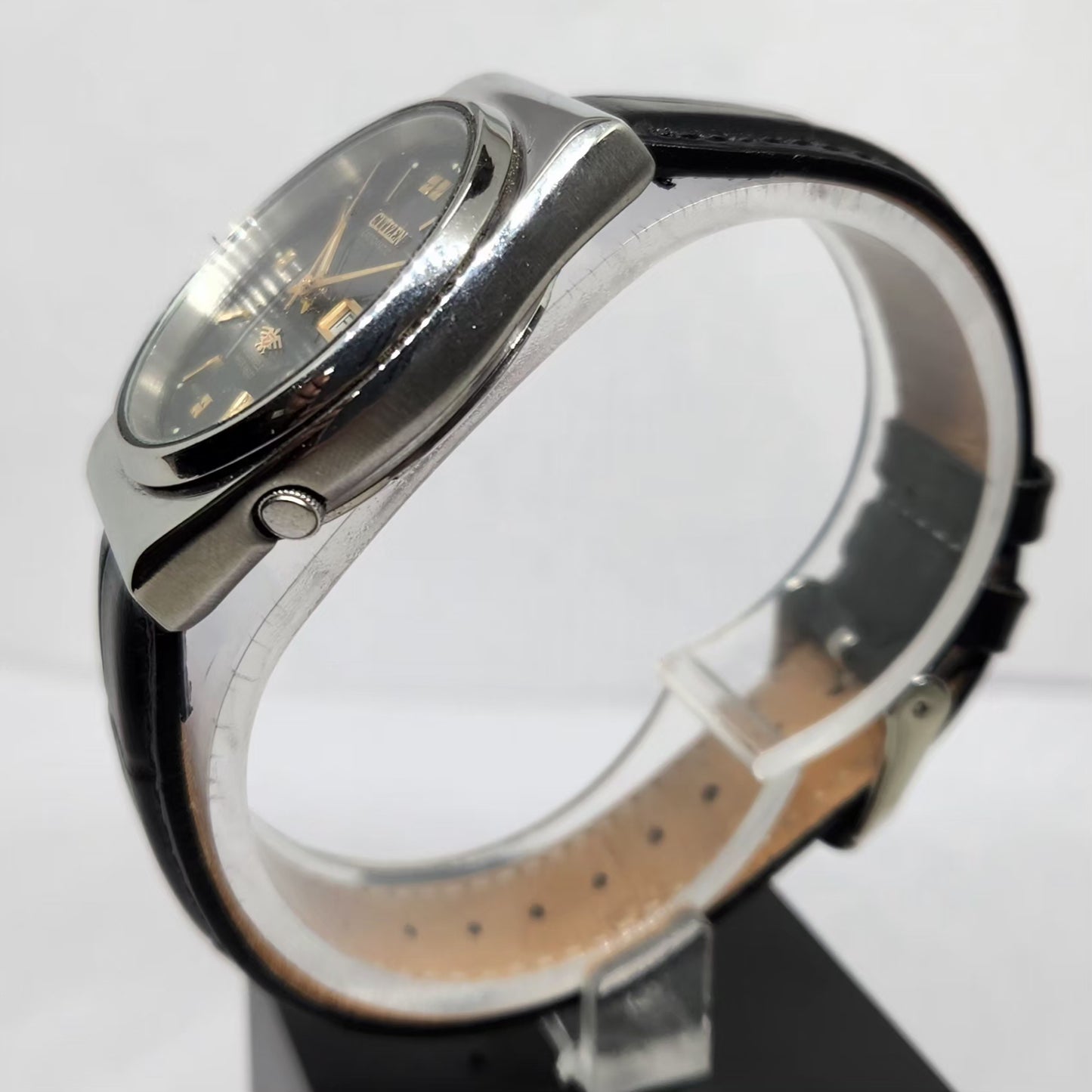 Vintage 1980 Original Citizen Automatic 8200 Black Face 36MM Case Day-Date Japanese Men's Wrist Watch CT43